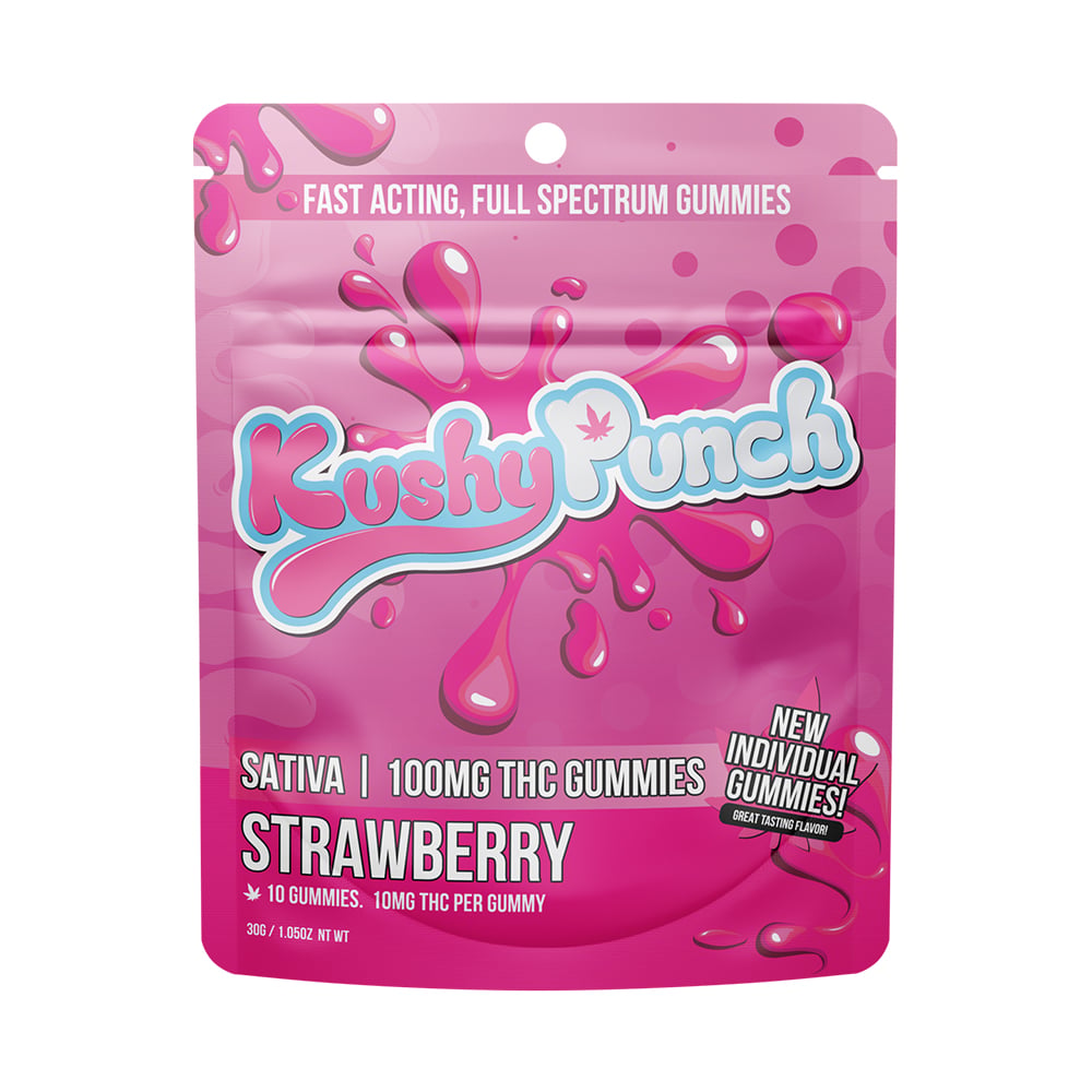 Strawberry - Sativa [10pk] (100mg) by Kushy Punch