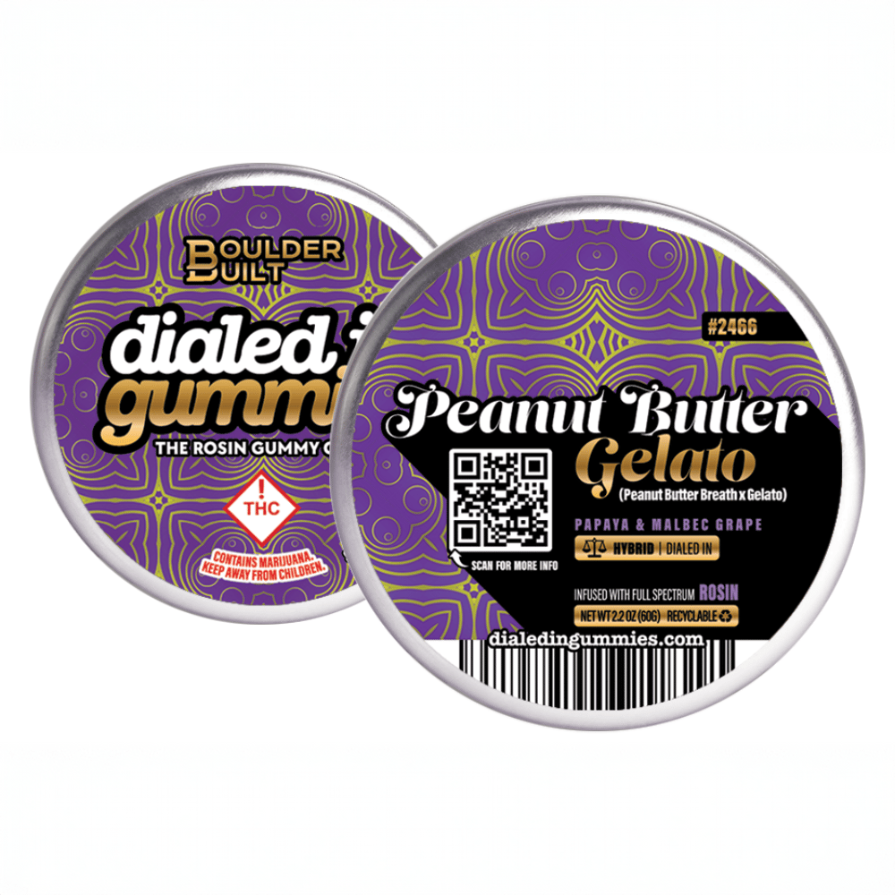 100mg - Peanut Butter Gelato #2466 - Rosin Gummies (10pk) by Dialed In Gummies