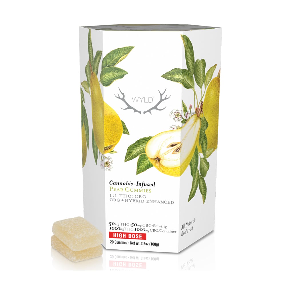 *High Dose* Pear 1:1 CBG + Hybrid Enhanced Gummies | 1000mg by WYLD