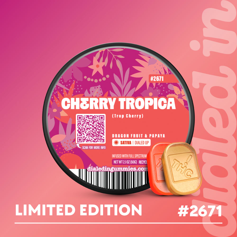 100mg - Cherry Tropica #2671 - Rosin Gummies (10pk) by Dialed In Gummies