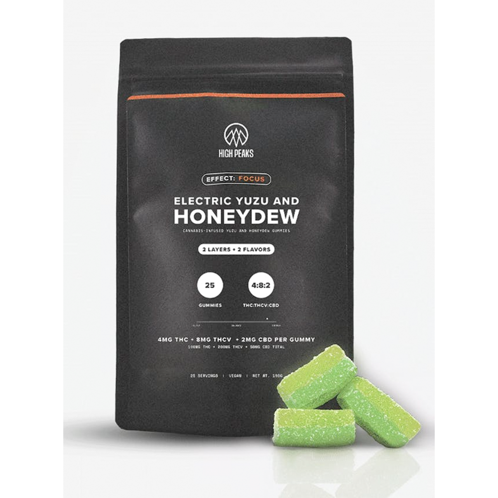 2:4:8 Electric Yuzu And Honeydew [25pk] (50mg CBD/ 100mg THC/ 200mg THCV) by High Peaks