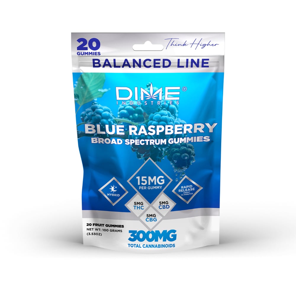 Balanced Line Blue Raspberry "Afternoon" CBG Gummies 20ct by Dime Industries