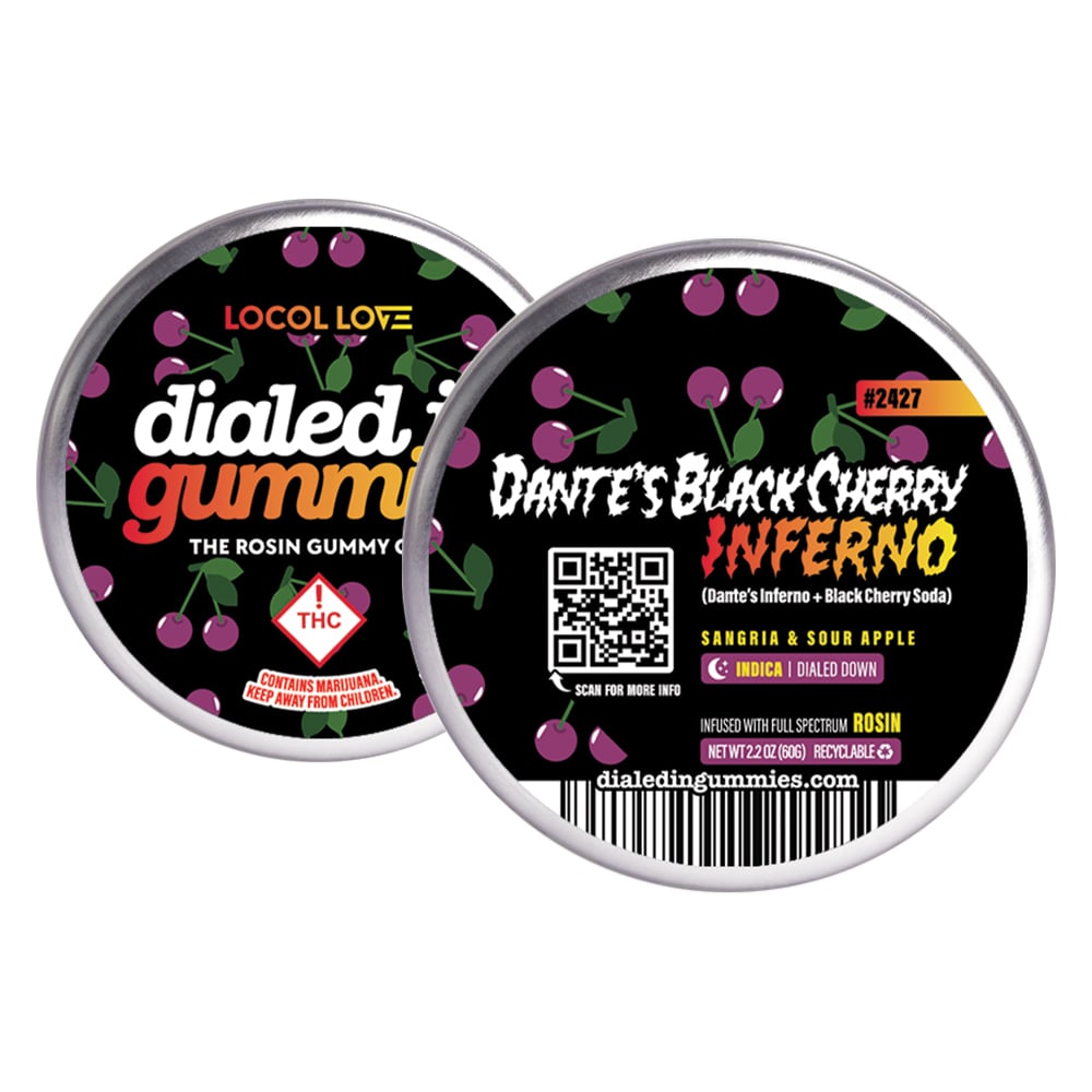100mg - Dante's Black Cherry Inferno #2427 - Rosin Gummies (10pk) by Dialed In Gummies