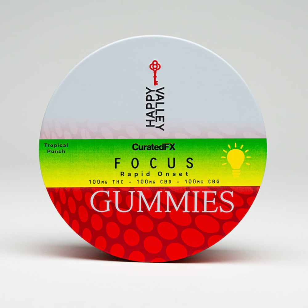 Focus - Tropical Punch [20pk] (100mg CBD/100mg THC/100mg CBG) by Happy Valley
