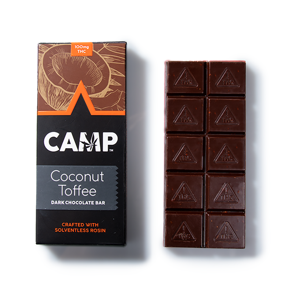 Coconut Toffee Rosin Dark Chocolate Bar [10pk] (100mg) by CAMP