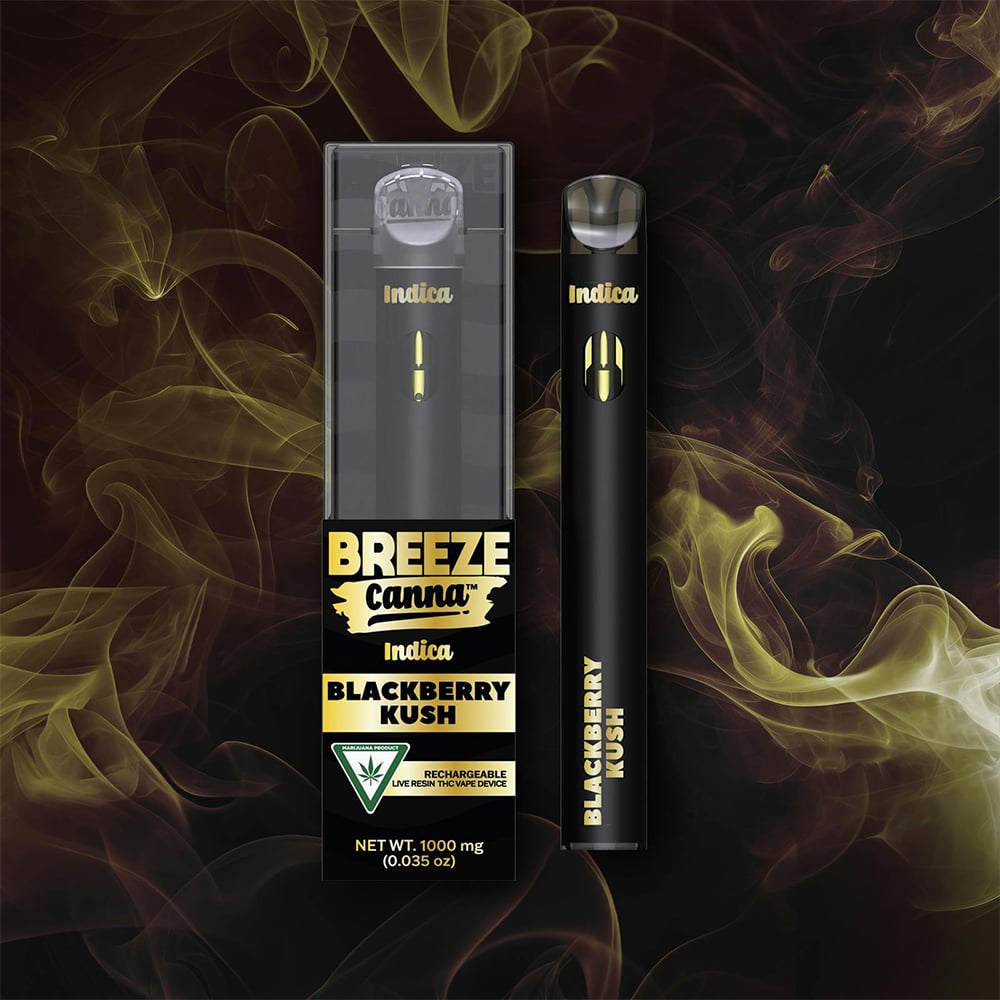 Blackberry Kush - Indica Live Resin 1g PLUS Vape Device — BREEZE Canna by Breeze Canna