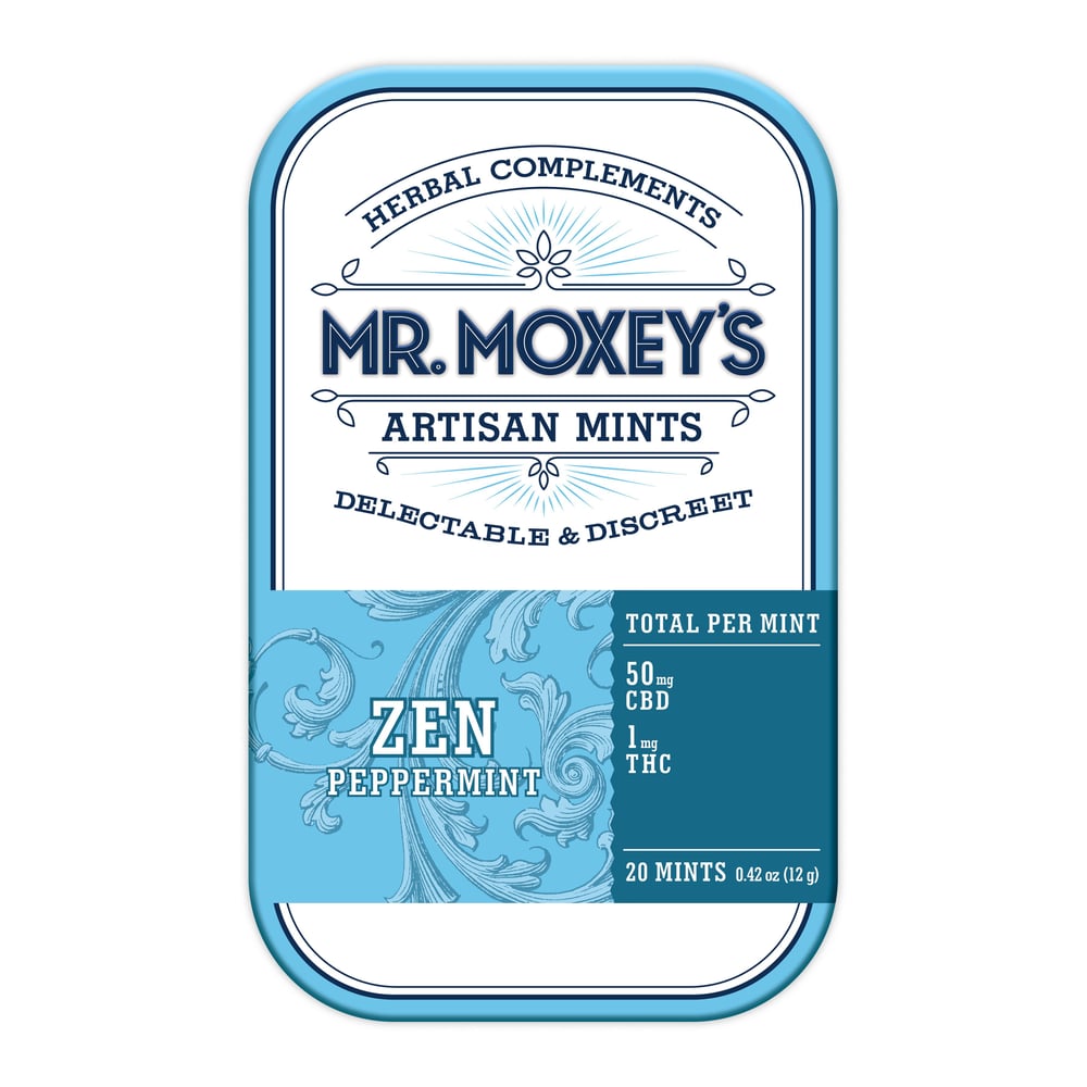 Zen 50:1 CBD Peppermint Mints (1000mg CBD/20mg THC) by Mr. Moxey's