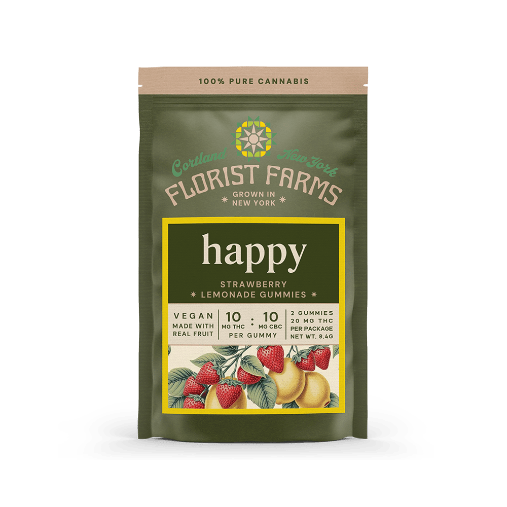 Happy | Strawberry Lemonade Gummies | 2pk (20mg THC/20mg CBC) by Florist Farms