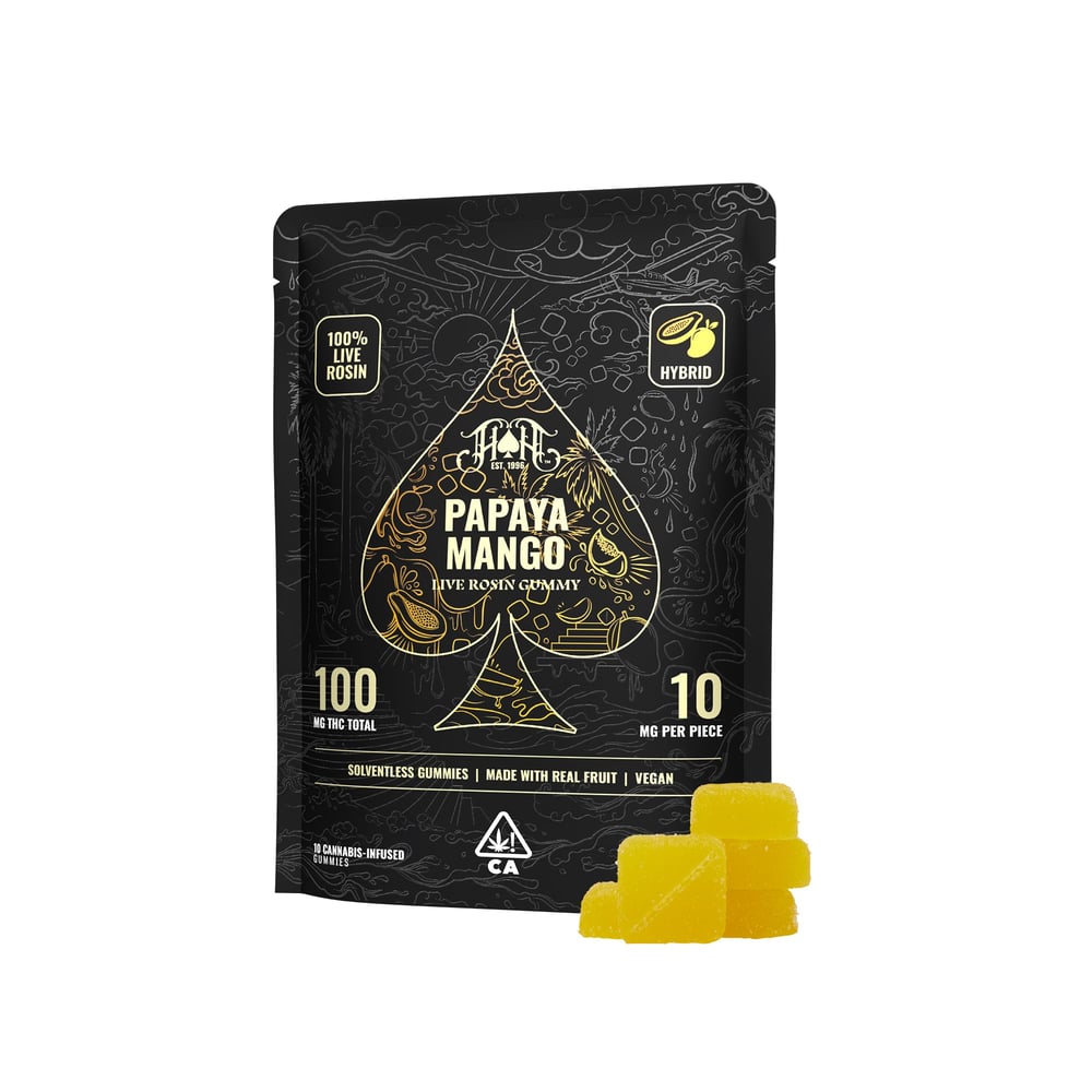 Papaya Mango | Hybrid - Live Rosin Gummies - 100mg THC by Heavy Hitters in United States