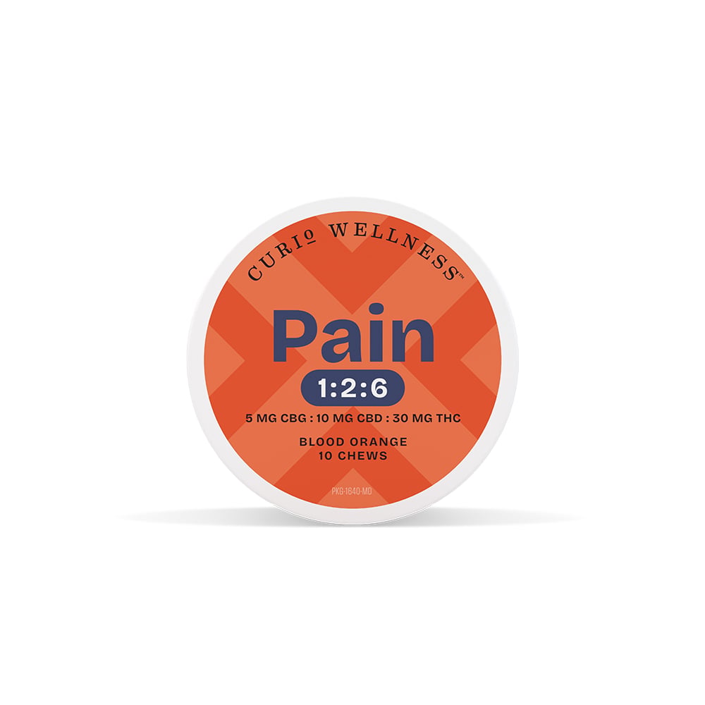 Pain Blood Orange 1:2:6 Chews [10pk] (50mg CBG/100mg CBD/300mg THC) by Curio Wellness