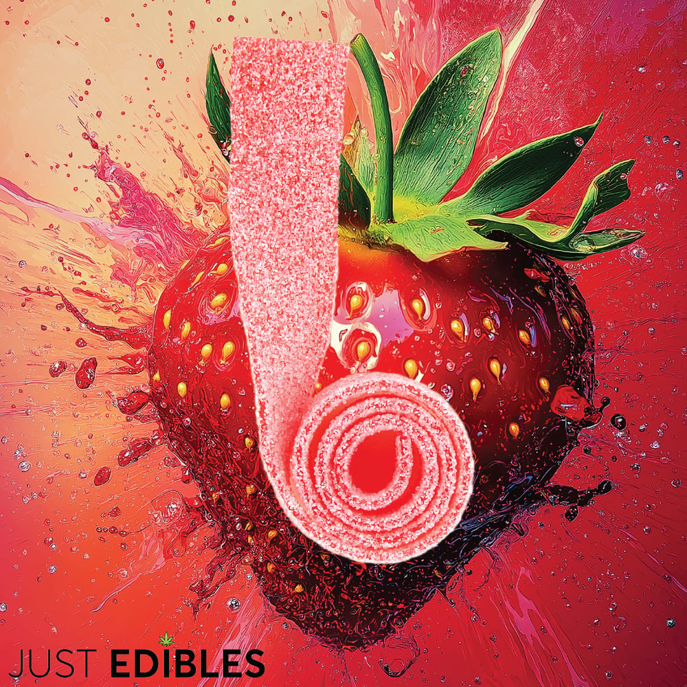 Strawberry Long Belt – (10 Servings | 100mg THC Total) by Just Edibles