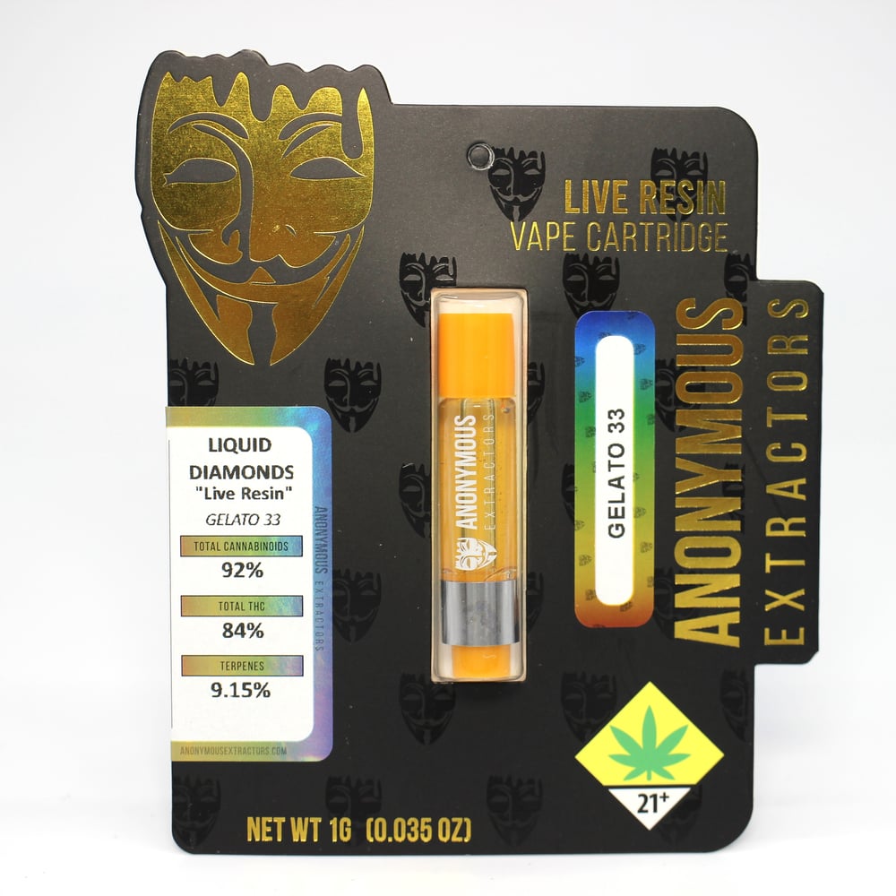 Apple Fritter - Liquid Diamonds "Live Resin" 1G Cartridge by Anonymous Extractors