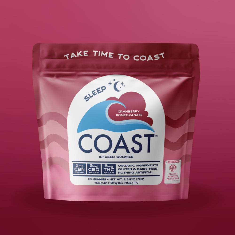 SLEEP I Cranberry Pomegranate Gummies I 5:5:5 CBN:CBD:THC by Coast Cannabis Co™