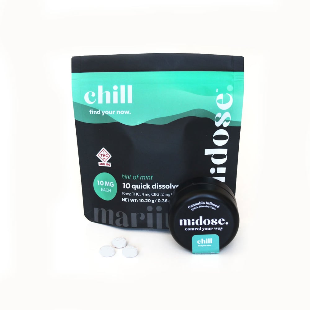 Chill melts [10pk] (100mg THC/40mg CBG/20mg CBD) by midose.