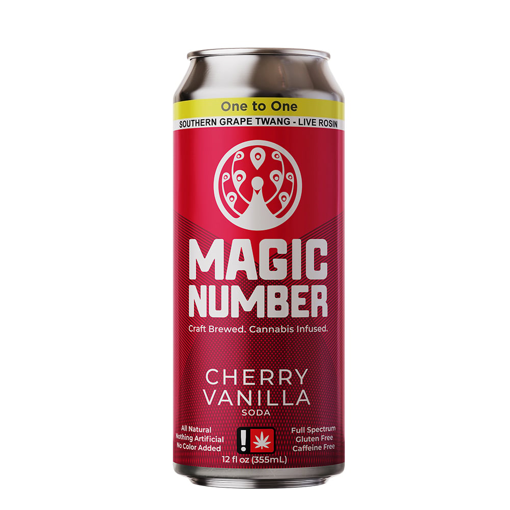 Cherry Vanilla Natural Soda 1:1 (25mg THC : 25mg CBD) by Magic Number