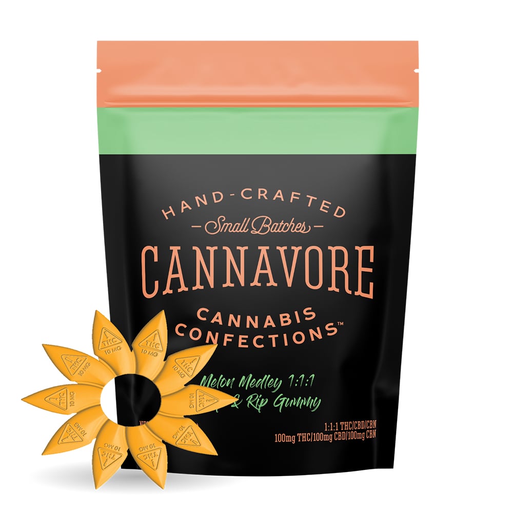Cannavore Gummy 1:1:1 Melon Medley [Multi Dose] (100mg THC/100mg CBN/100mg CBD) by Cannavore Edibles