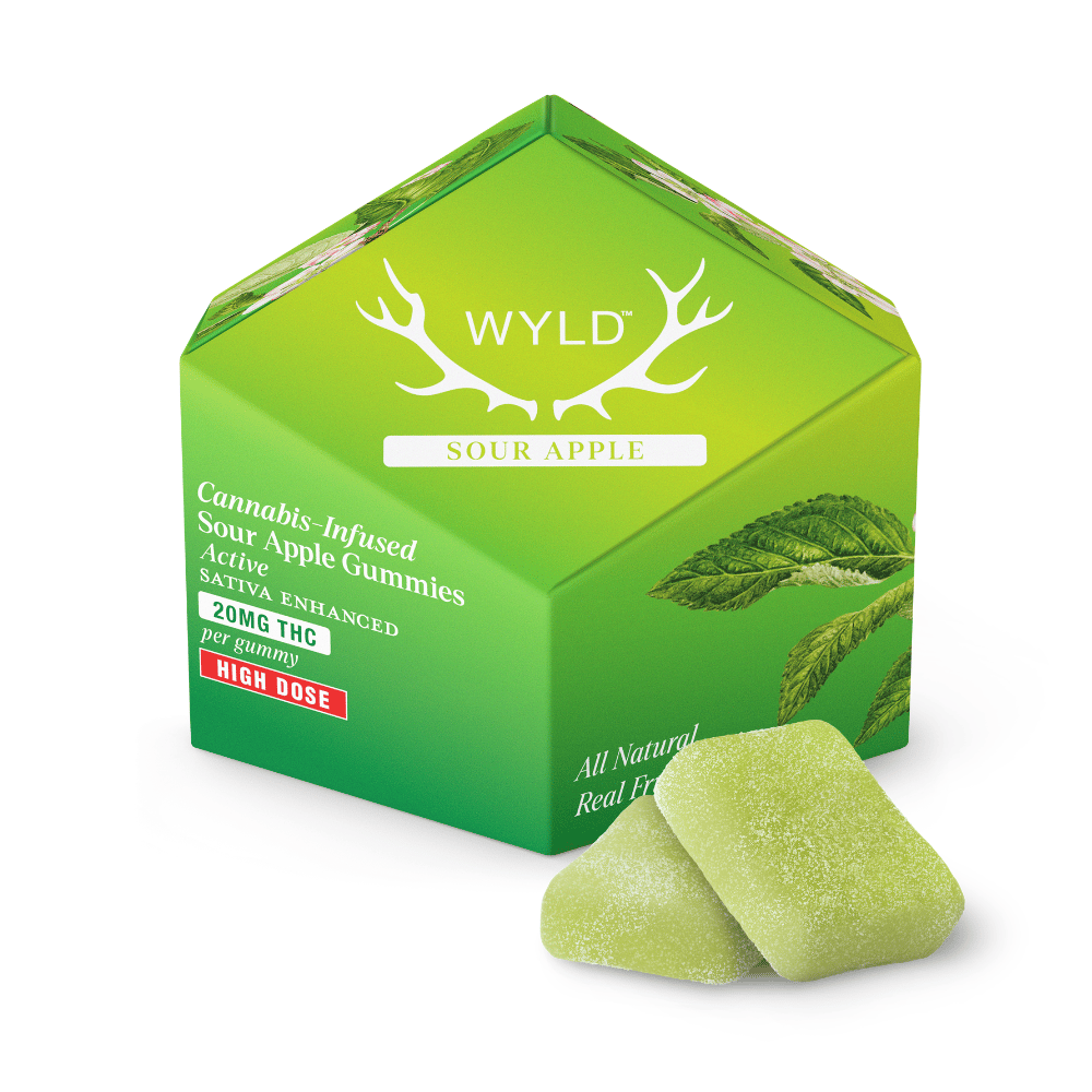 *HIGH DOSE* Sour Apple Sativa Enhanced Gummies | 200mg by WYLD in United States