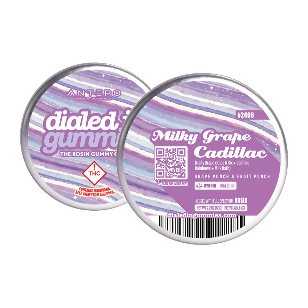 100mg - Milky Grape Cadillac #2406 - Rosin Gummies (10pk) by Dialed In Gummies