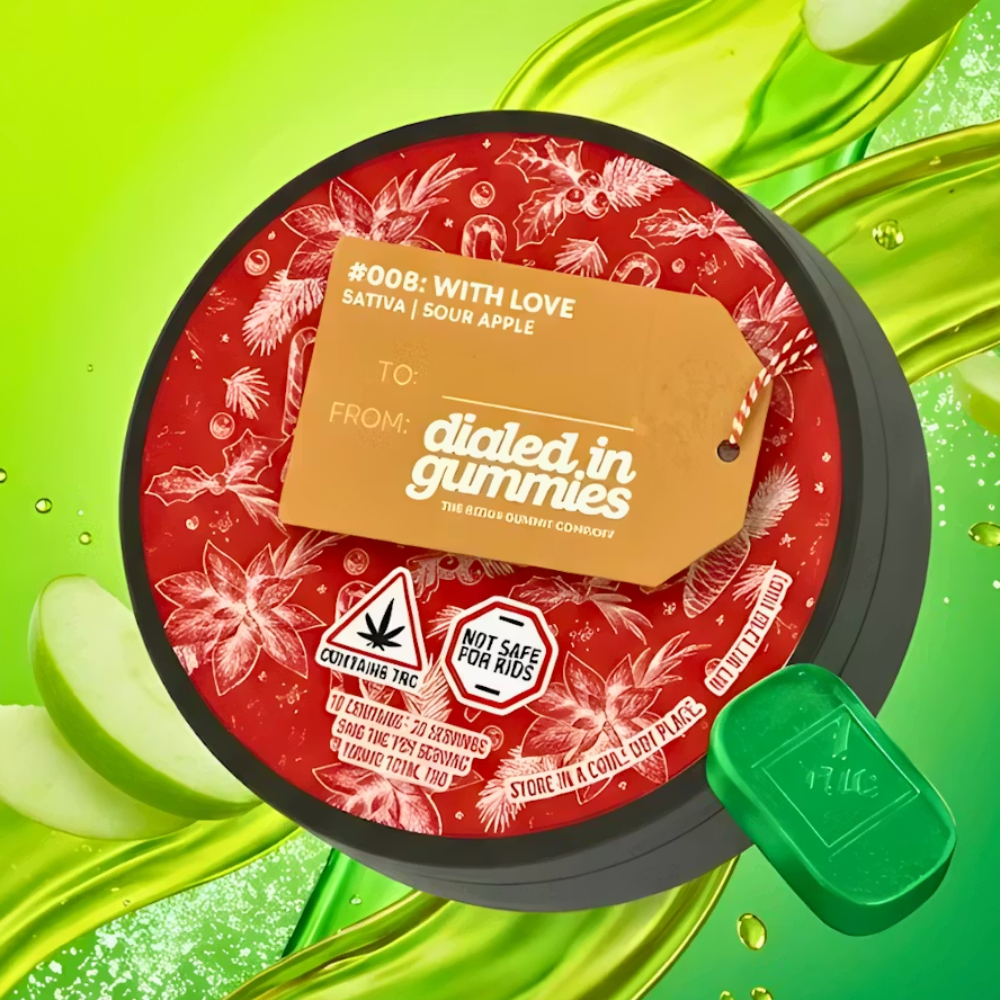 100mg - Sour Apple x With Love #008 - Rosin Gummies (10pk) by Dialed In Gummies
