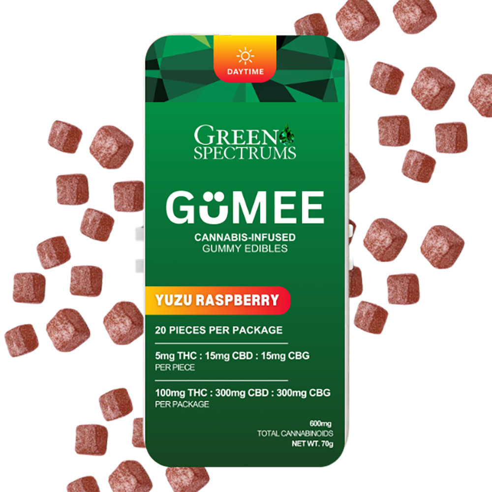 Yuzu Raspberry [20pk] (100mg THC/300mg CBD/300mg CBG) by Green Spectrums