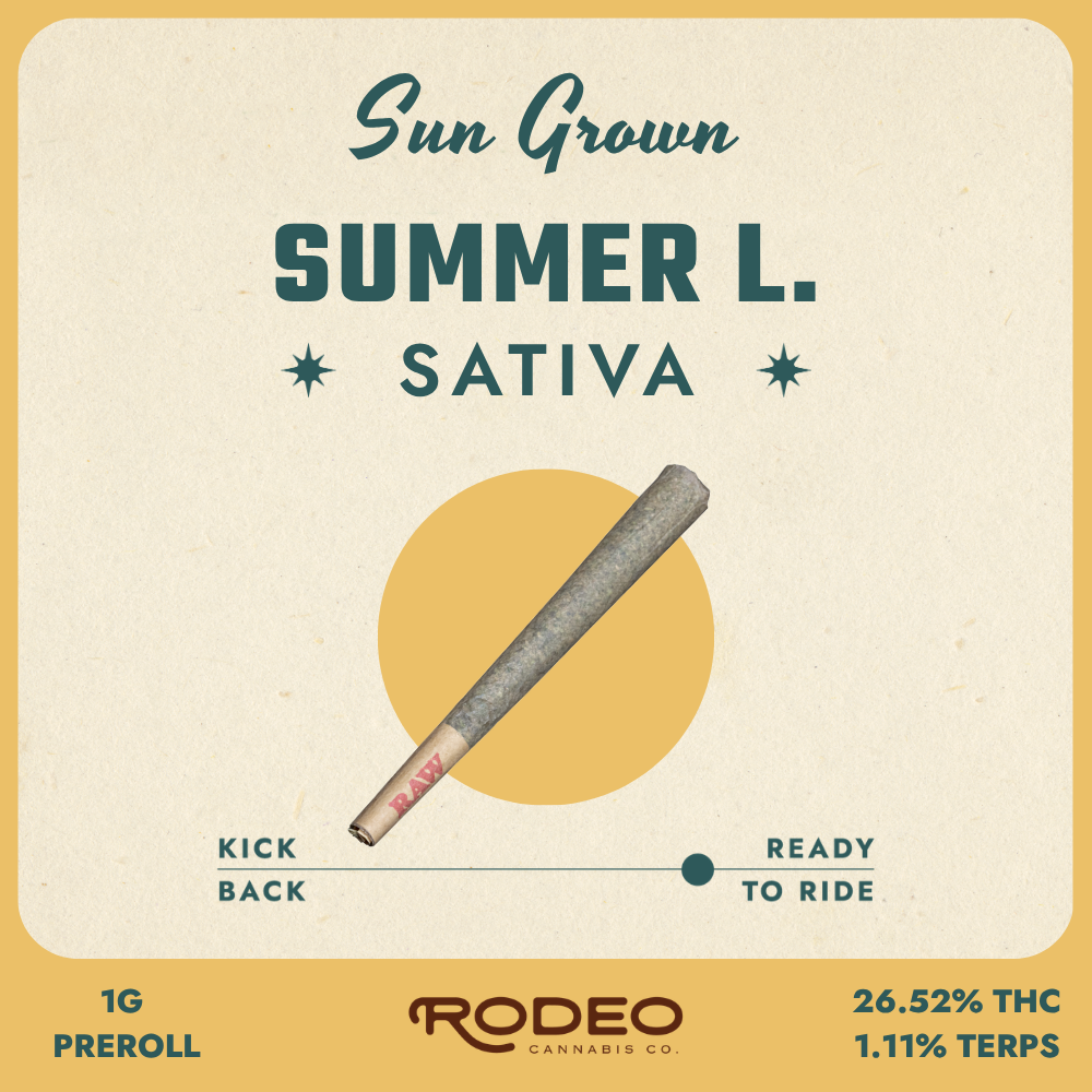 Rodeo Sun Grown Summer L. (S) 1g Preroll (C0070000519) by Rodeo Cannabis