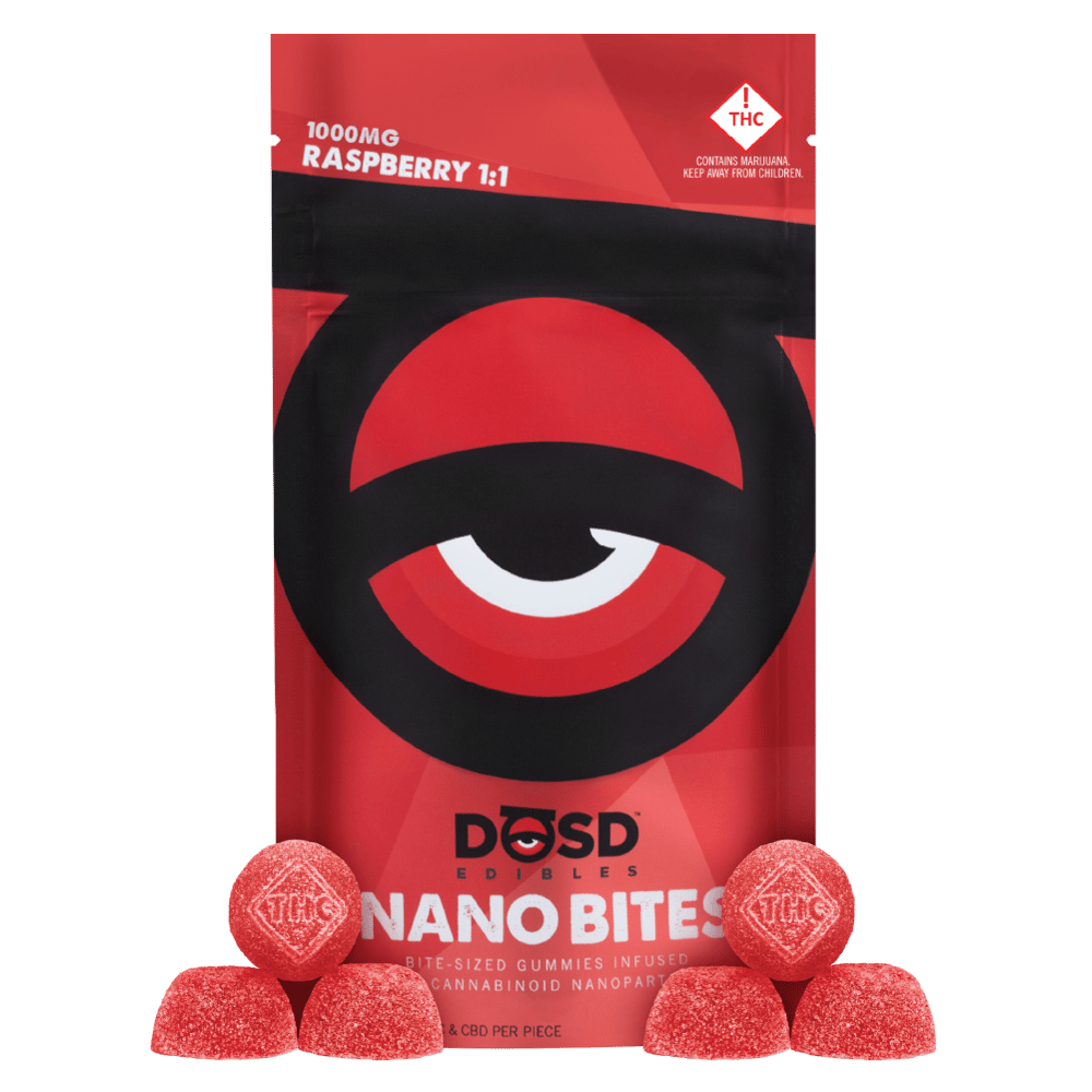 Raspberry 1:1 [20pk] (1000mg CBD/1000mg THC) by DŌSD Edibles