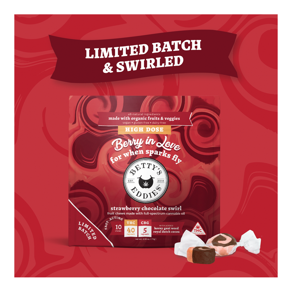 Berry In Love - Strawberry Chocolate Swirl [10pk] (400mg THC/50mg CBG) by Betty's Eddies