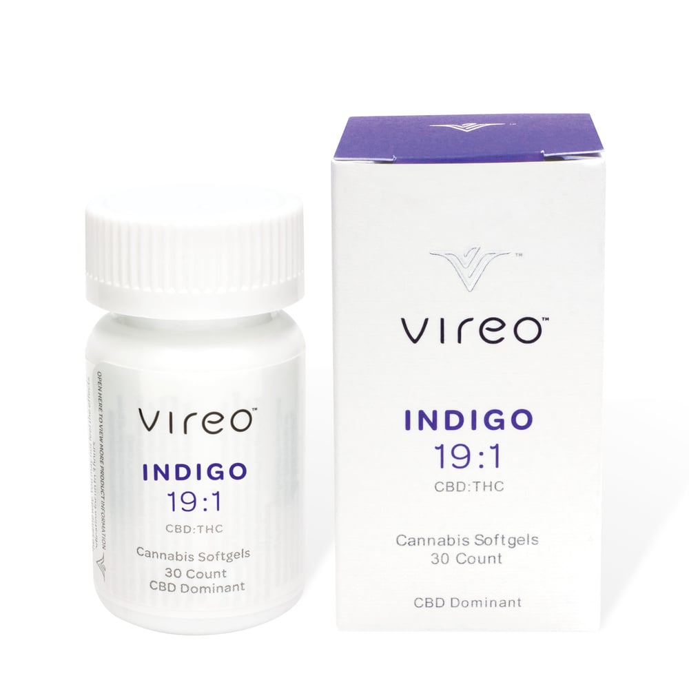 Indigo Softgels [30pk] (7.5mg THC/142.5 CBD) by Vireo