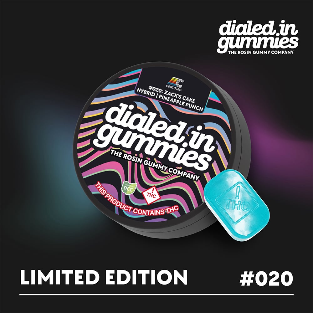 100mg - Zack's Cake #020 - Rosin Gummies (10pk) by Dialed In Gummies