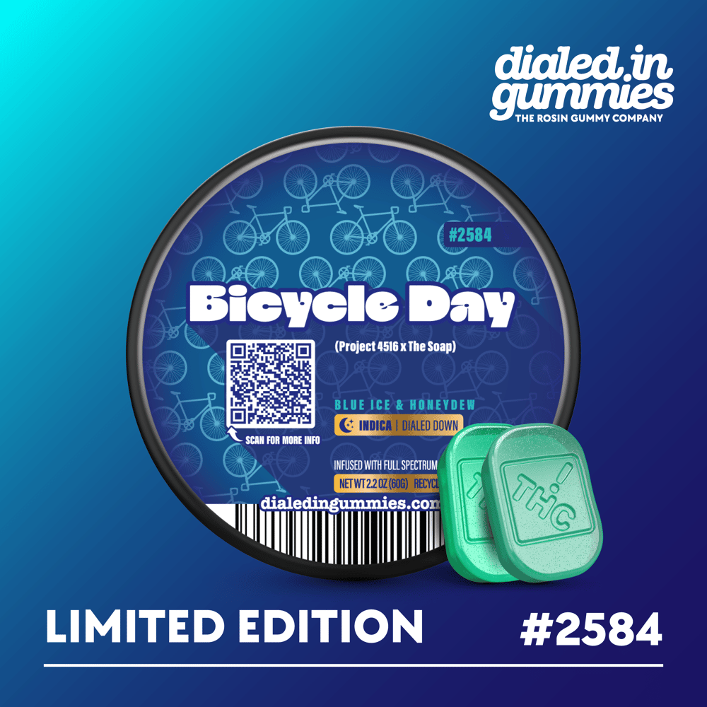 100mg - Bicycle Day #2584 - Rosin Gummies (10pk) by Dialed In Gummies
