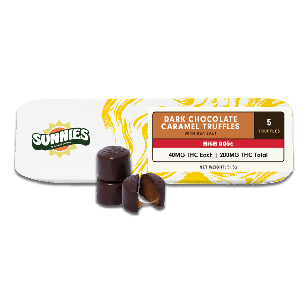 Dark Chocolate Caramel Truffles [5pk] (200mg) by Sunnies