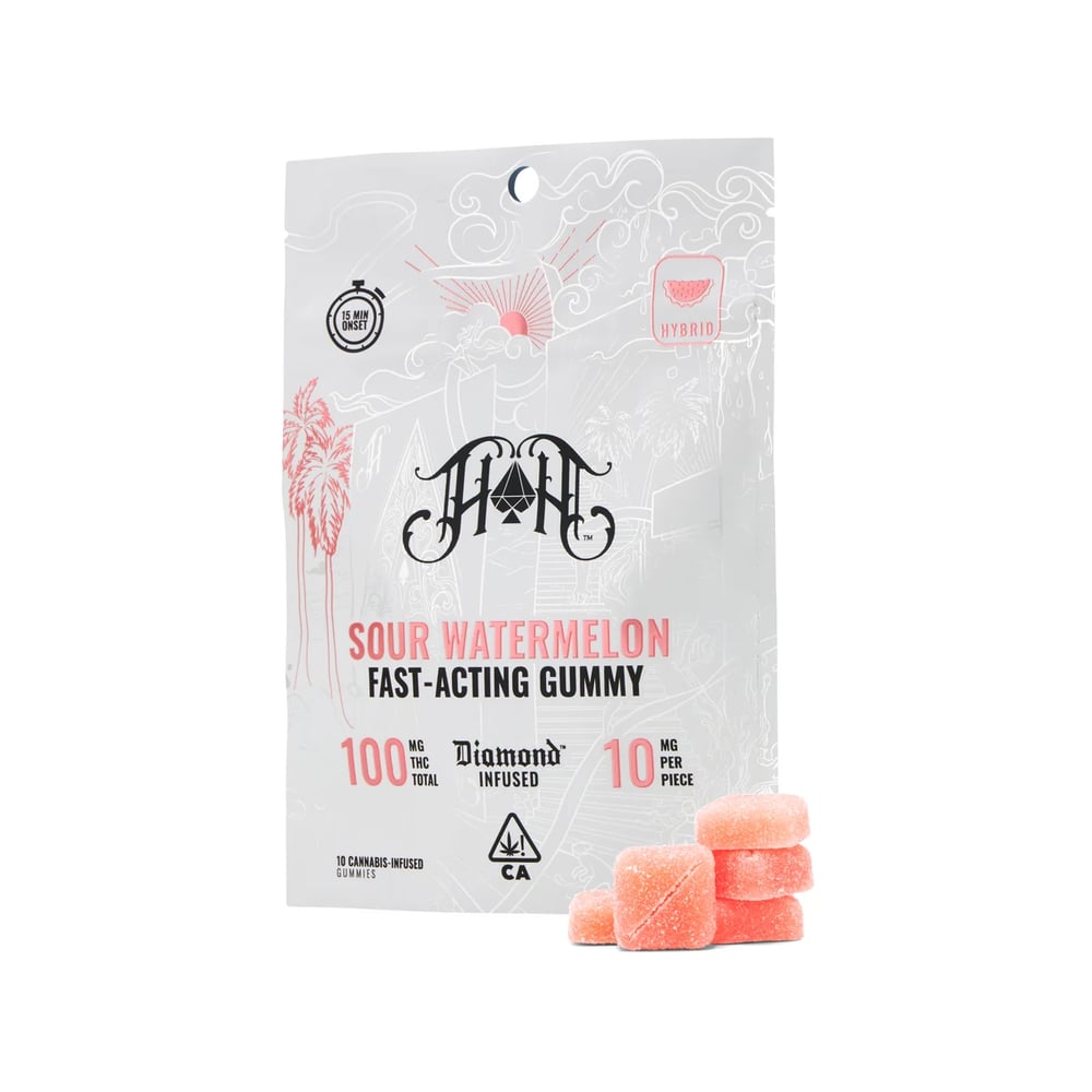 Sour Watermelon | Hybrid - Fast-Acting Gummies - 100mg THC by Heavy Hitters in United States
