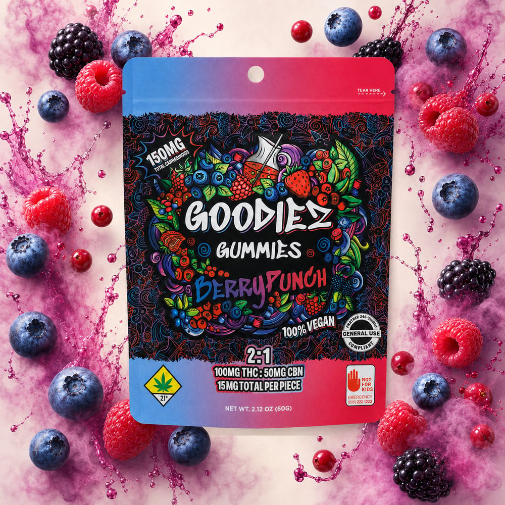 Berry Punch 2:1 [10pk] (100mg THC/50mg CBN) by Goodiez
