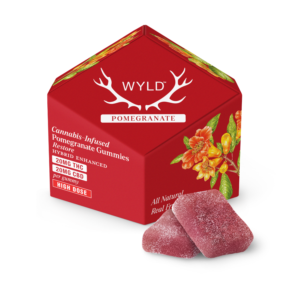 *HIGH DOSE* Pomegranate 1:1 CBD + Hybrid Enhanced Gummies | 200mg by WYLD