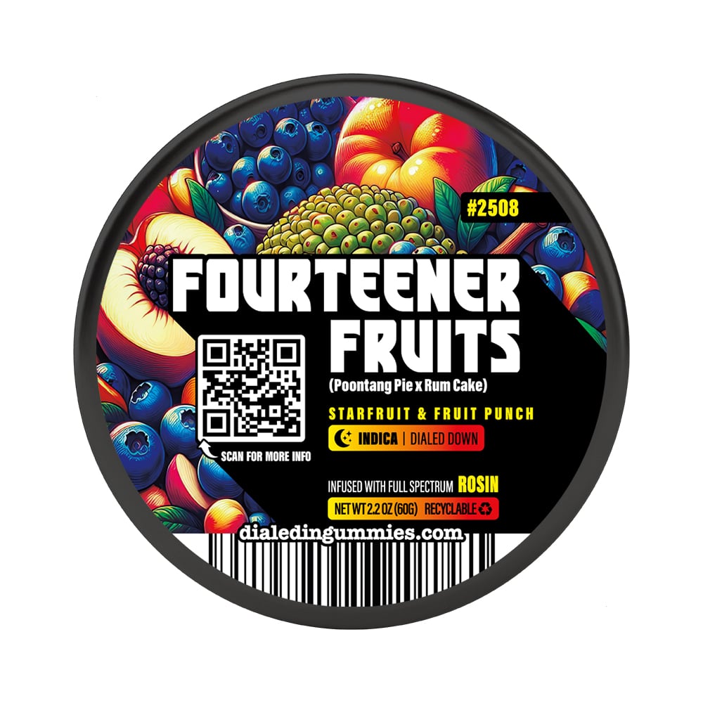 100mg - Fourteener Fruits #2508 - Rosin Gummies (10pk) by Dialed In Gummies