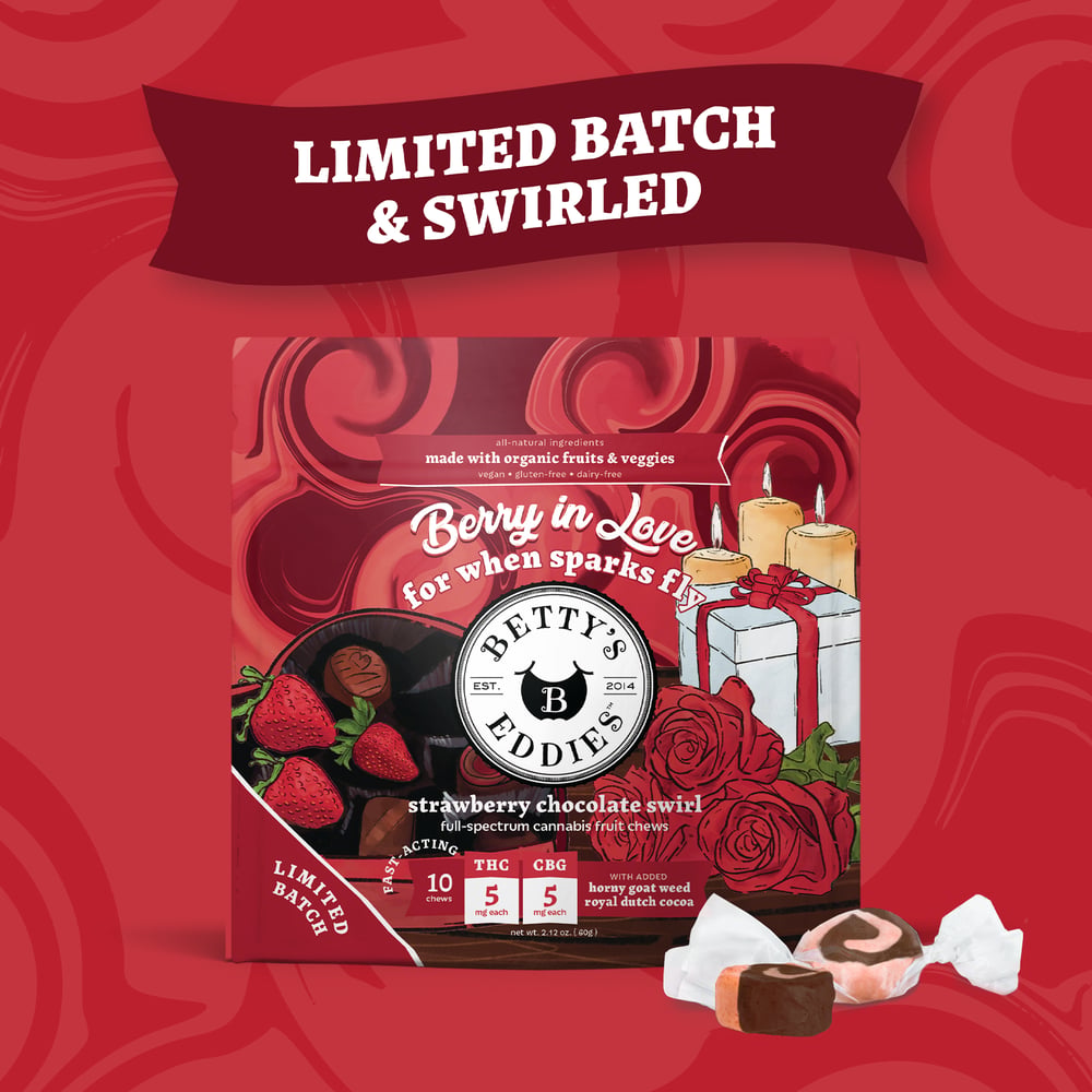 Berry In Love - Strawberry Chocolate Swirl [10pk] (50mg THC/50mg CBG) by Betty's Eddies