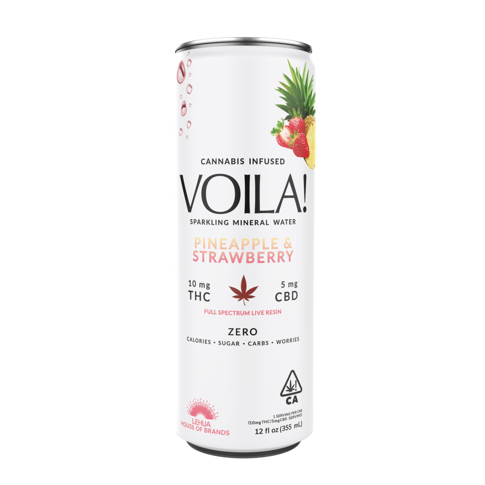 Voila Pineapple Strawberry Sparkling Mineral Water (10mg THC/5mg CBD) by Voila!