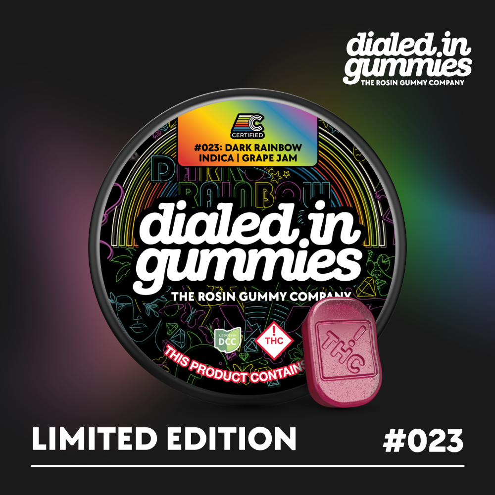 100mg - Grape Jam x Dark Rainbow #023 - Rosin Gummies (10pk) by Dialed In Gummies