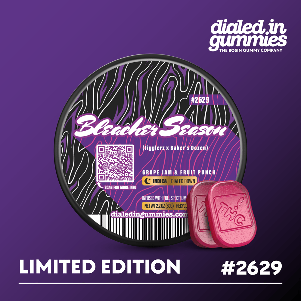 100mg - Bleacher Season #2629 - Rosin Gummies (10pk) by Dialed In Gummies