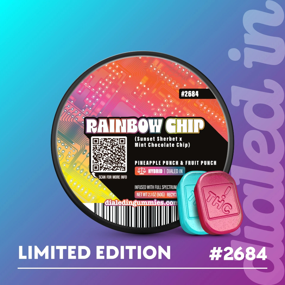 100mg - Rainbow Chip #2684 - Rosin Gummies (10pk) by Dialed In Gummies