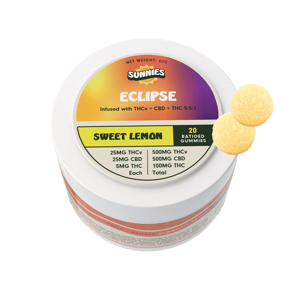 5:5:1 Eclipse - Sweet Lemon [20pk] (500mg CBD/500mg THCv/100mg THC) by Sunnies