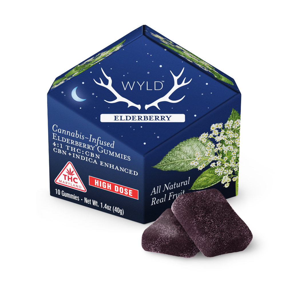 *HIGH DOSE* Elderberry 4:1 CBN + Indica Enhanced Gummies | 400mg THC:100mg CBN | MD Only by WYLD