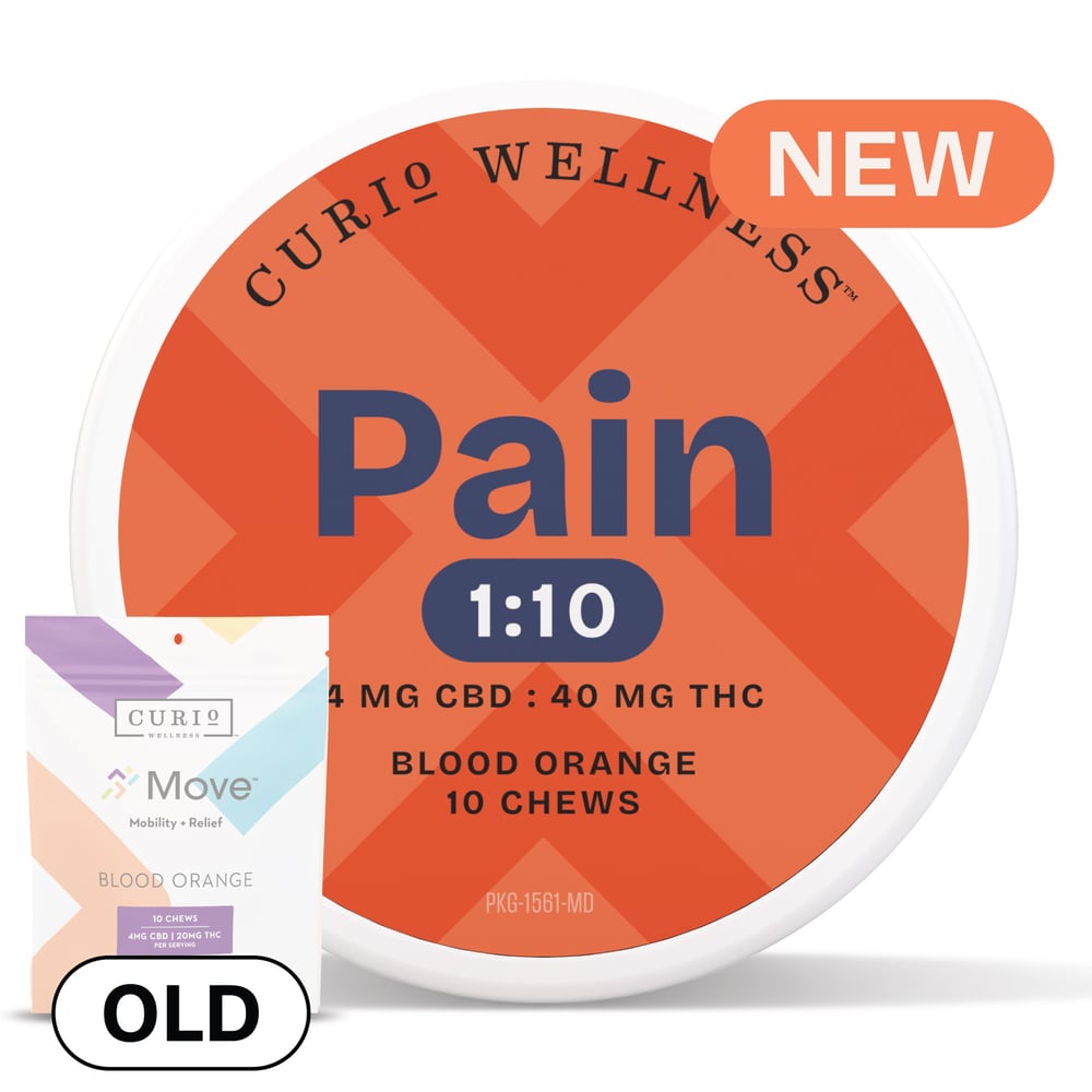 Pain Blood Orange 1:10 Chews [10pk] (40mg CBD/400mg THC) by Curio Wellness