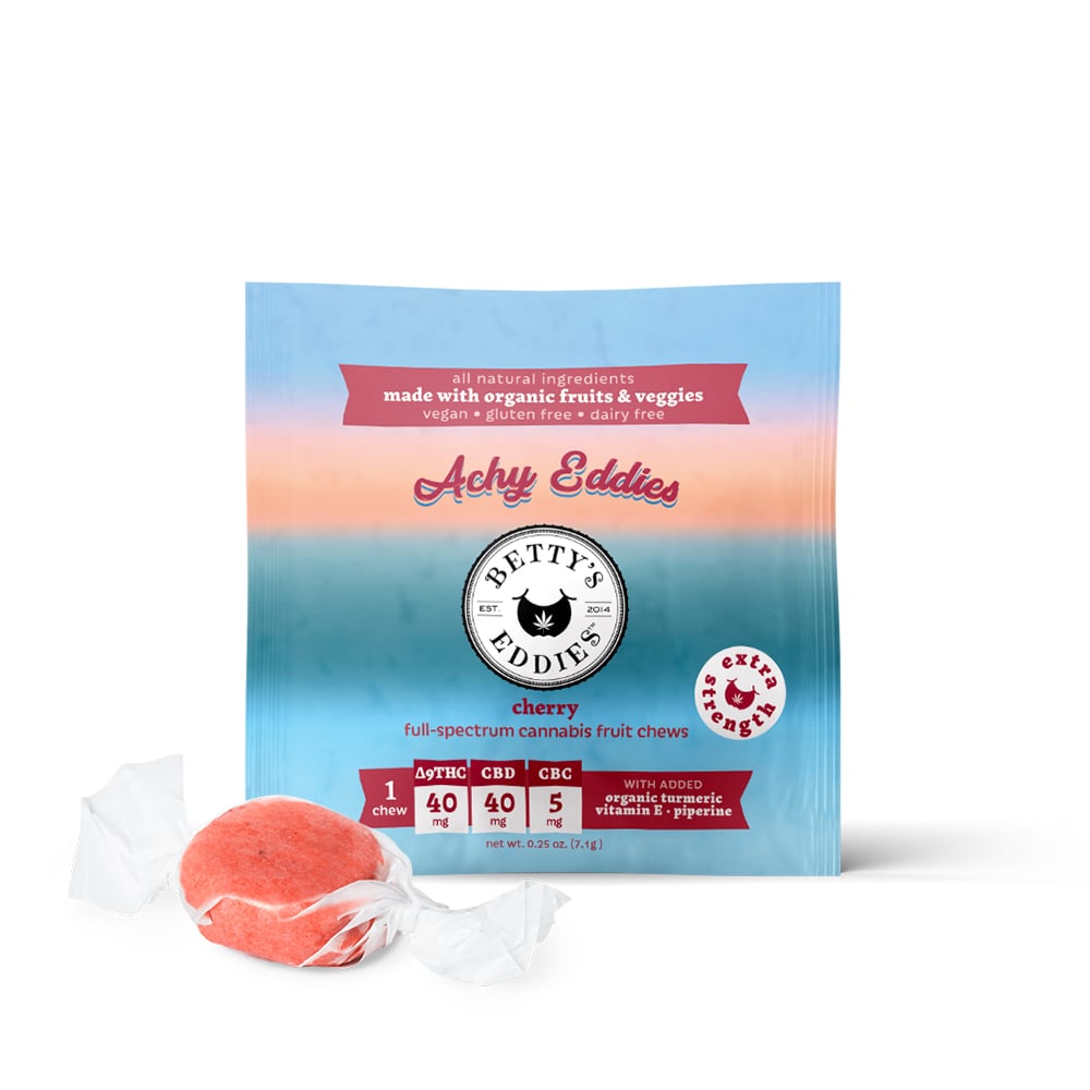 Achy Eddies - Cherry [1pk] (40mg THC/40mg CBD/5mg CBC) by Betty's Eddies