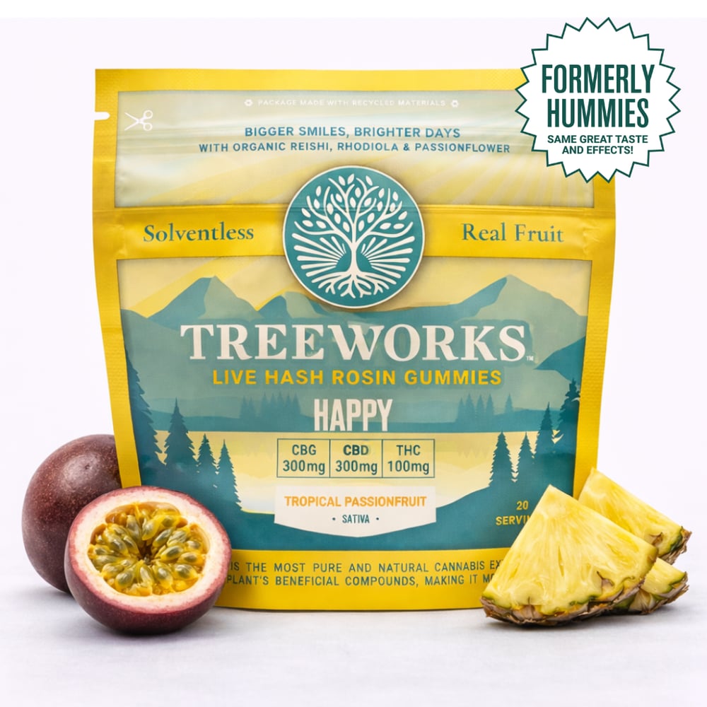 Happy | Live Hash Rosin Gummies - Sativa (100mg THC, 300mg CBD, 300mg CBG) *Formerly Hummies by Treeworks