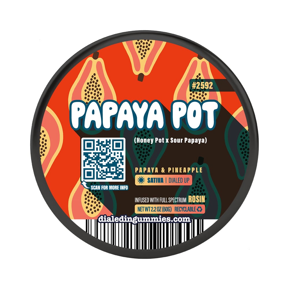 100mg - Papaya Pot #2592 - Rosin Gummies (10pk) by Dialed In Gummies