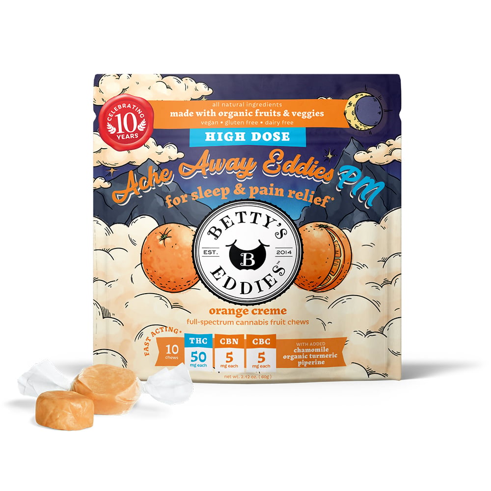 Ache Away Eddies PM Orange Creme [10pk] (500mg THC/50mg CBN/50mg CBC) by Betty's Eddies