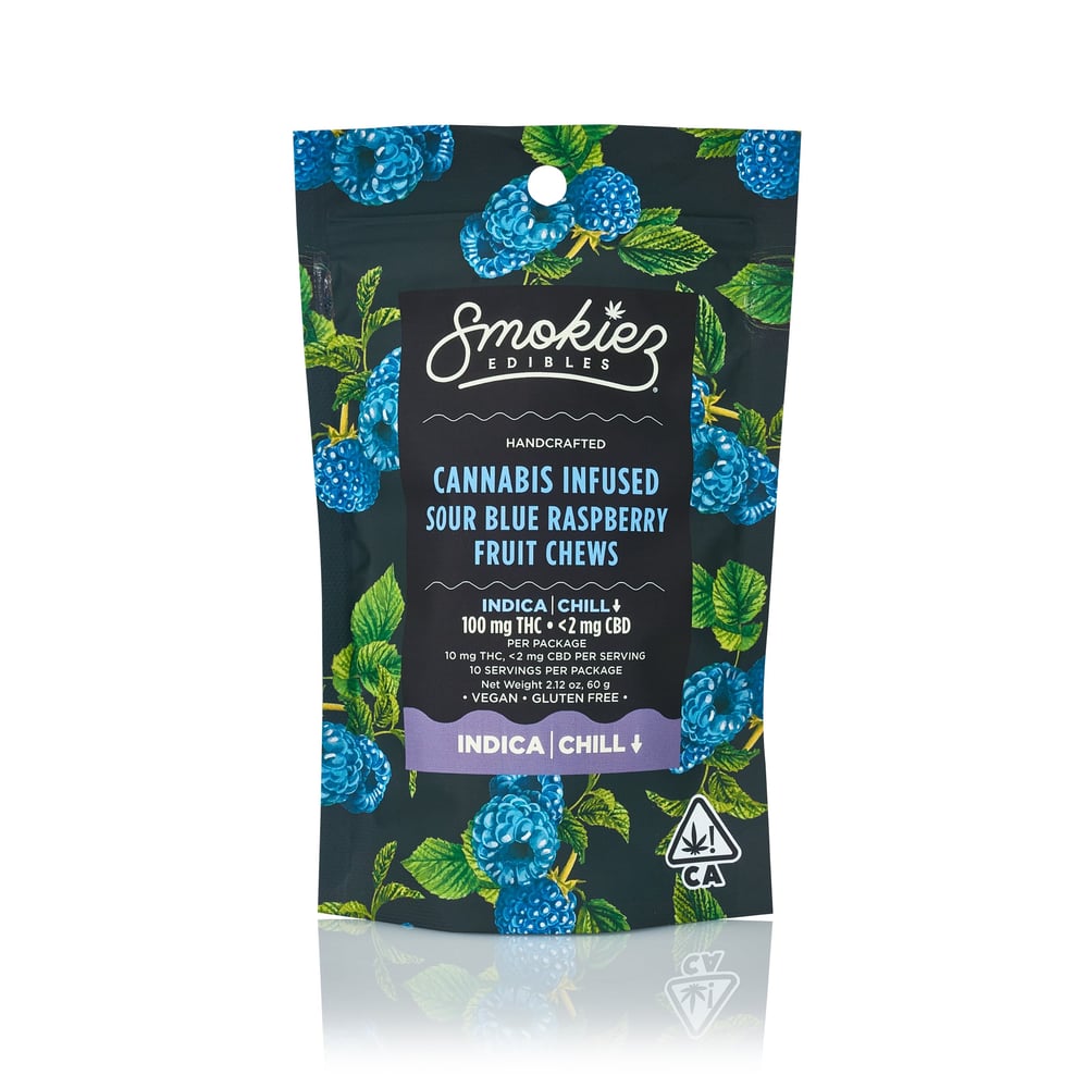 Sour Blue Raspberry - Indica [10pk] (100mg) by Smokiez