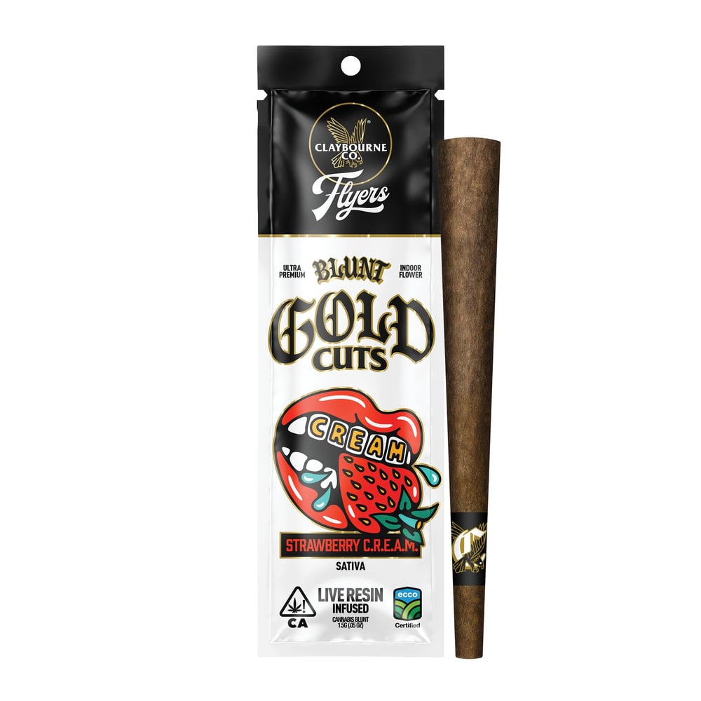 Strawberry C.R.E.A.M (1.5g) - Flyers Gold Cuts Live Resin Infused Blunt by Claybourne