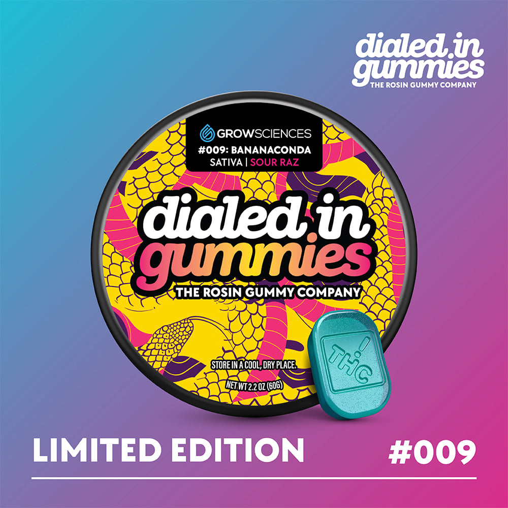100mg - Bananaconda #009 - Rosin Gummies (10pk) by Dialed In Gummies